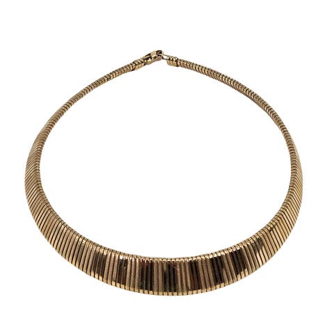 Vintage 1970 Gold Textured Omega Collar Necklace