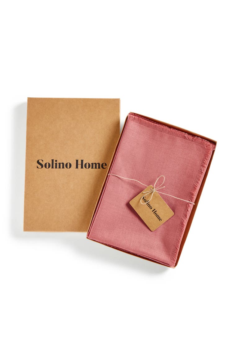 Linen Dinner Napkins Set of 4, 20 x 20" - Fringe, Alternate, color, Dusty Rose
