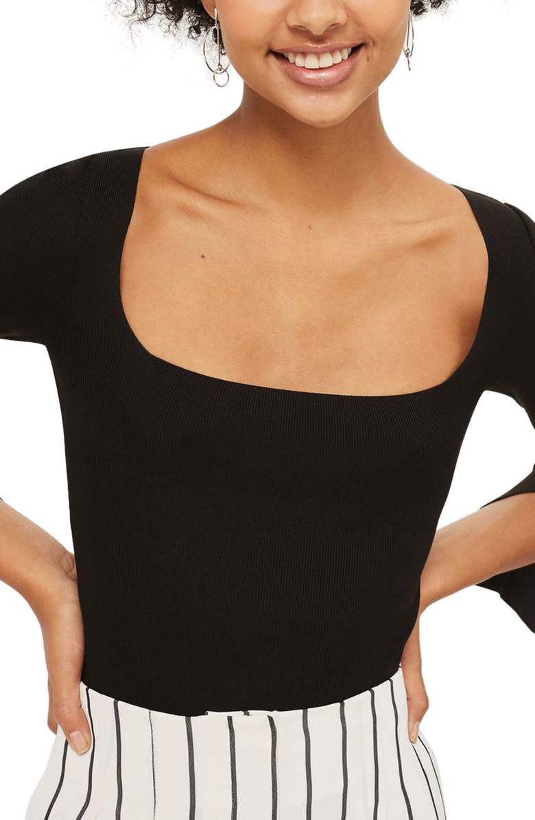 Topshop Split Sleeve Crop Sweater, Main, color, 