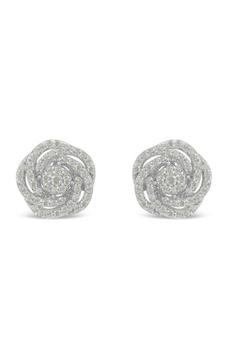 Haus of Brilliance 10KT White Gold Diamond Flower Stud Earring, Main, color, White