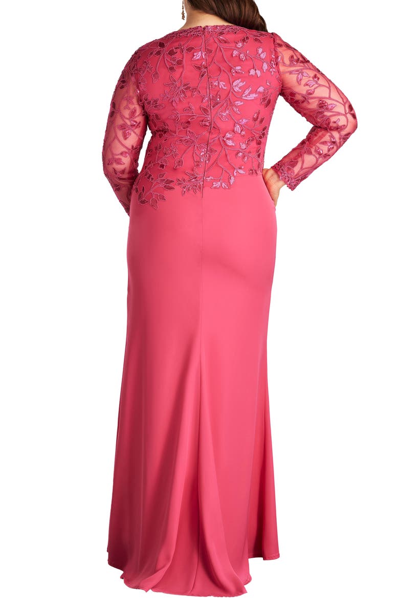 Tadashi Shoji Sequin Embroidered Long Sleeve Gown, Alternate, color, 