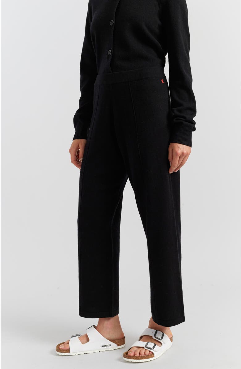 Chinti & Parker Wool Cashmere Cropped Wide Leg Track Pants, Main, color, Black