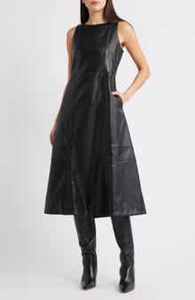 Halogen® Structured Faux Leather Midi Dress