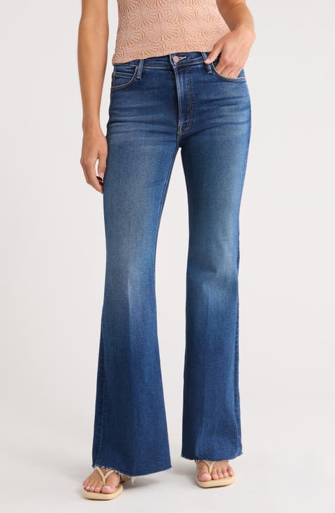 MOTHER The Lil Doozy Fray Hem Flare Jeans (Scorchin Hot) (Petite)