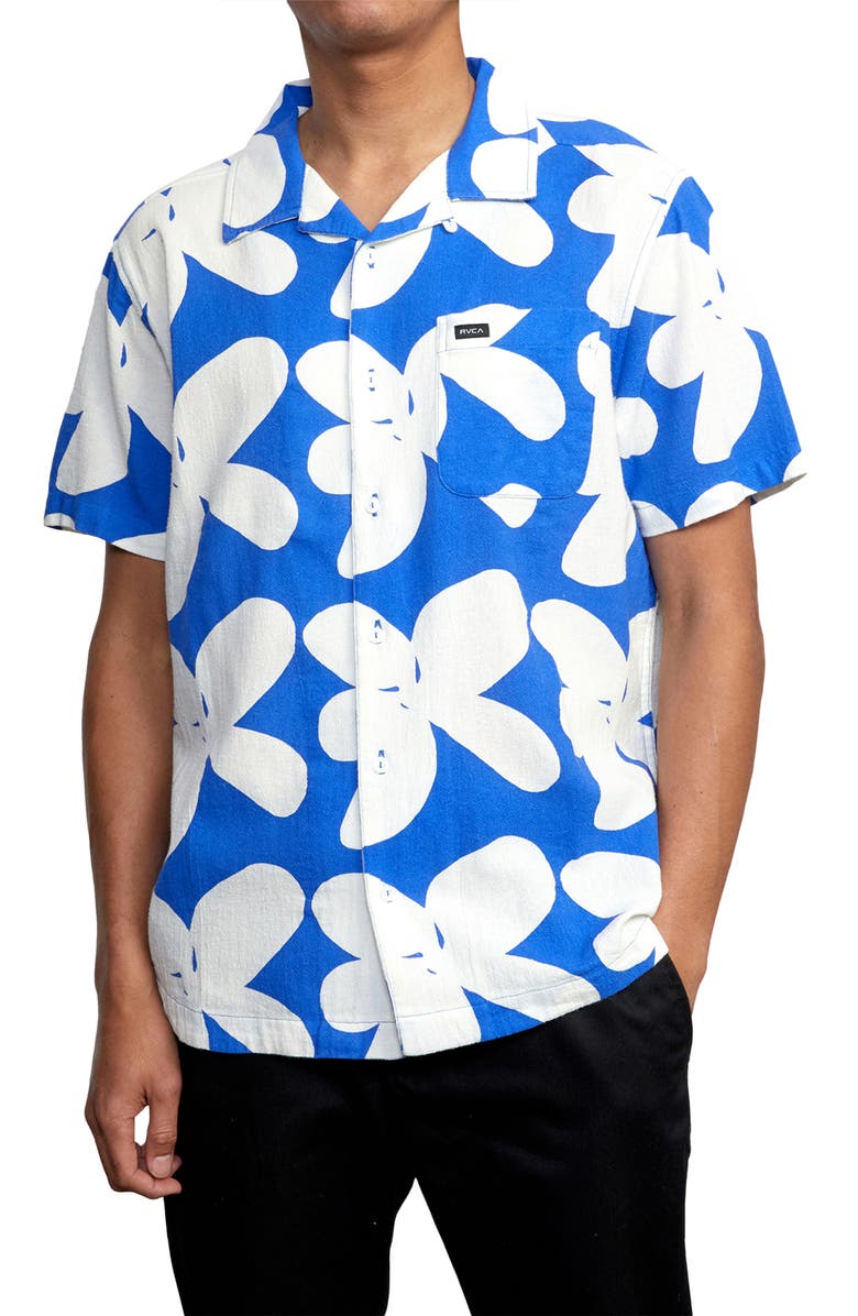 RVCA Bailey Elder Floral Short Sleeve Button-Up Camp Shirt, Main, color, 