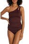 Island Goddess Ruched One-Shoulder Tankini Top