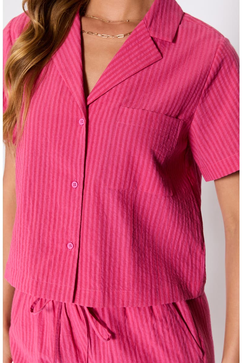 Mara Stripe Cotton Blend Camp Shirt (Nordstrom Exclusive), Alternate, color, STRIPED PINK