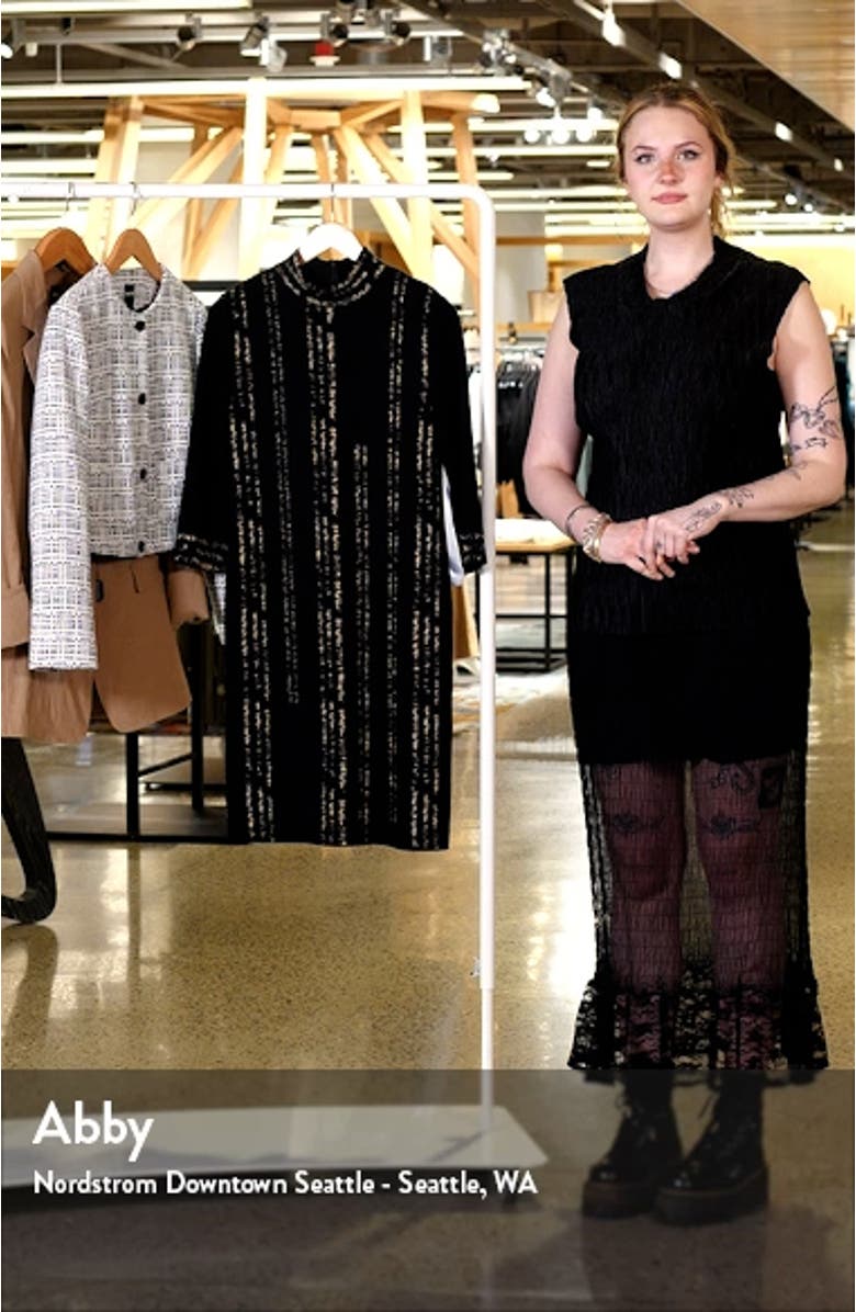 Metallic Stripe Knit Shift Dress, sales video thumbnail