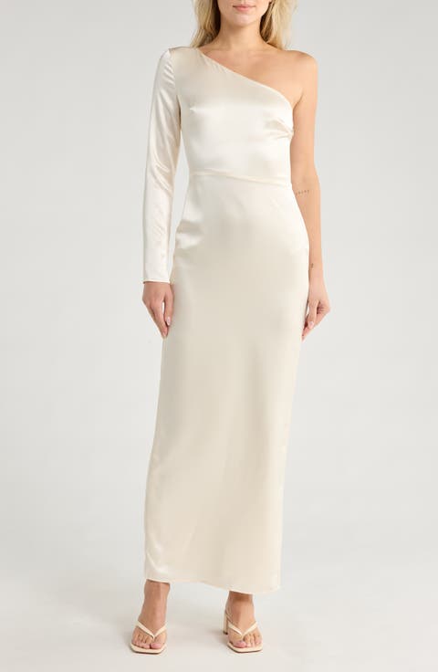 Winifred One-Shoulder Satin Dress