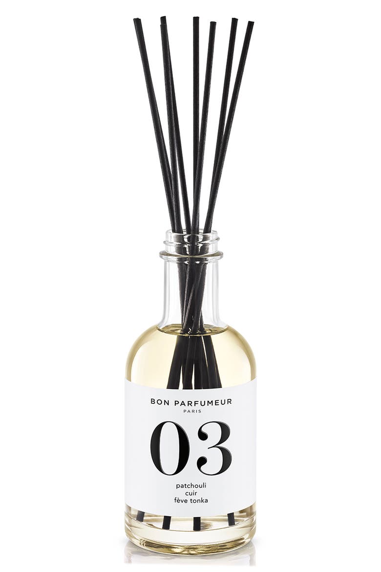 03 Patchouli Leather Tonka Bean Reed Diffuser, Main, color, NO COLOR