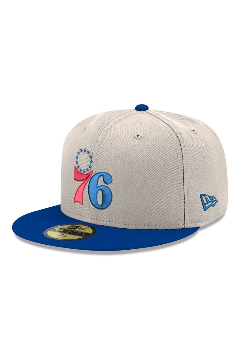 Men's New Era  Gray/Royal Philadelphia 76ers Chrome 59FIFTY Fitted Hat, Main, color, Gray