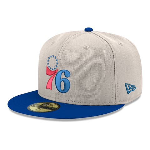 Men's New Era  Gray/Royal Philadelphia 76ers Chrome 59FIFTY Fitted Hat