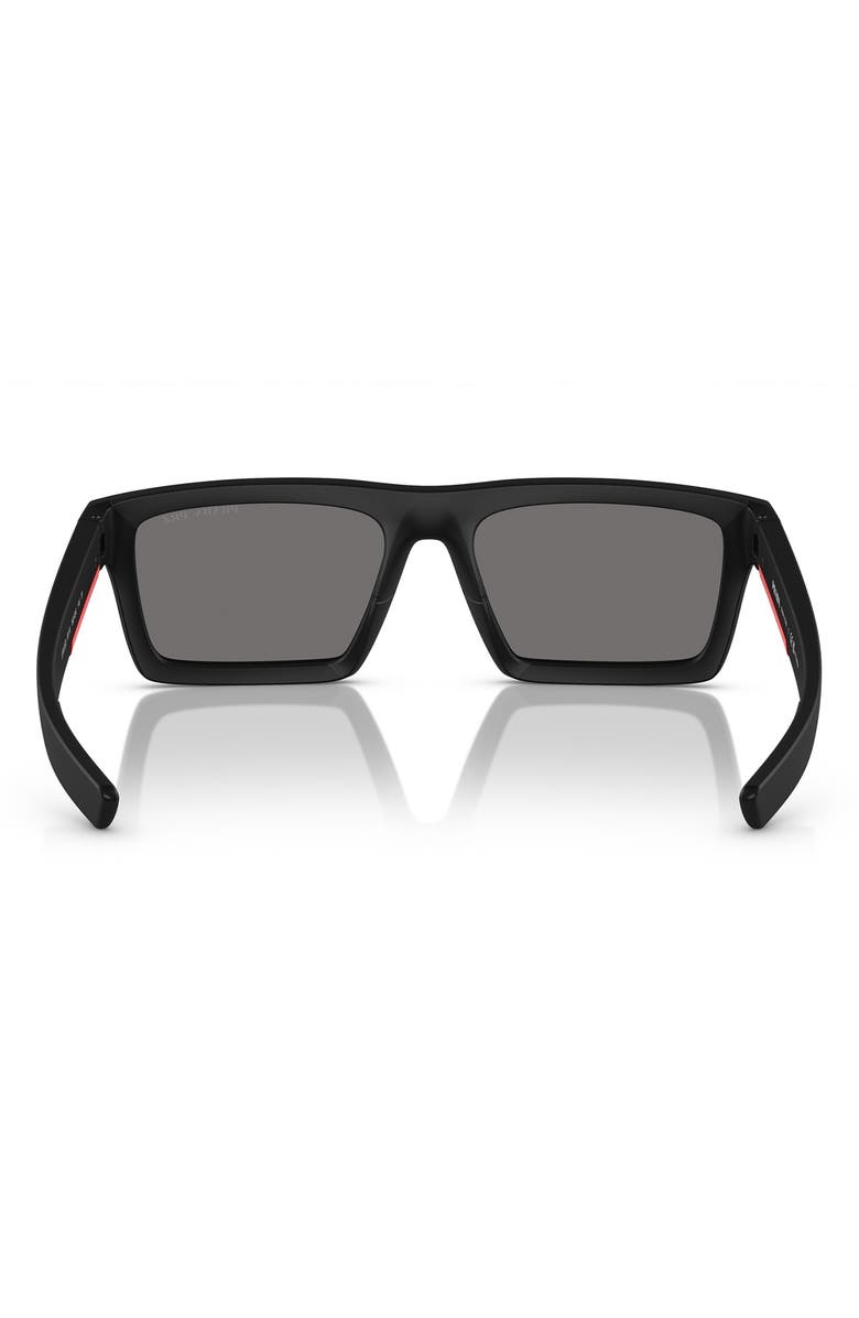Prada Linea Rossa 55mm Rectangular Sunglasses, Alternate, color, Matte Black
