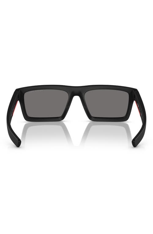 Prada Linea Rossa 55mm Rectangular Sunglasses In Matte Black