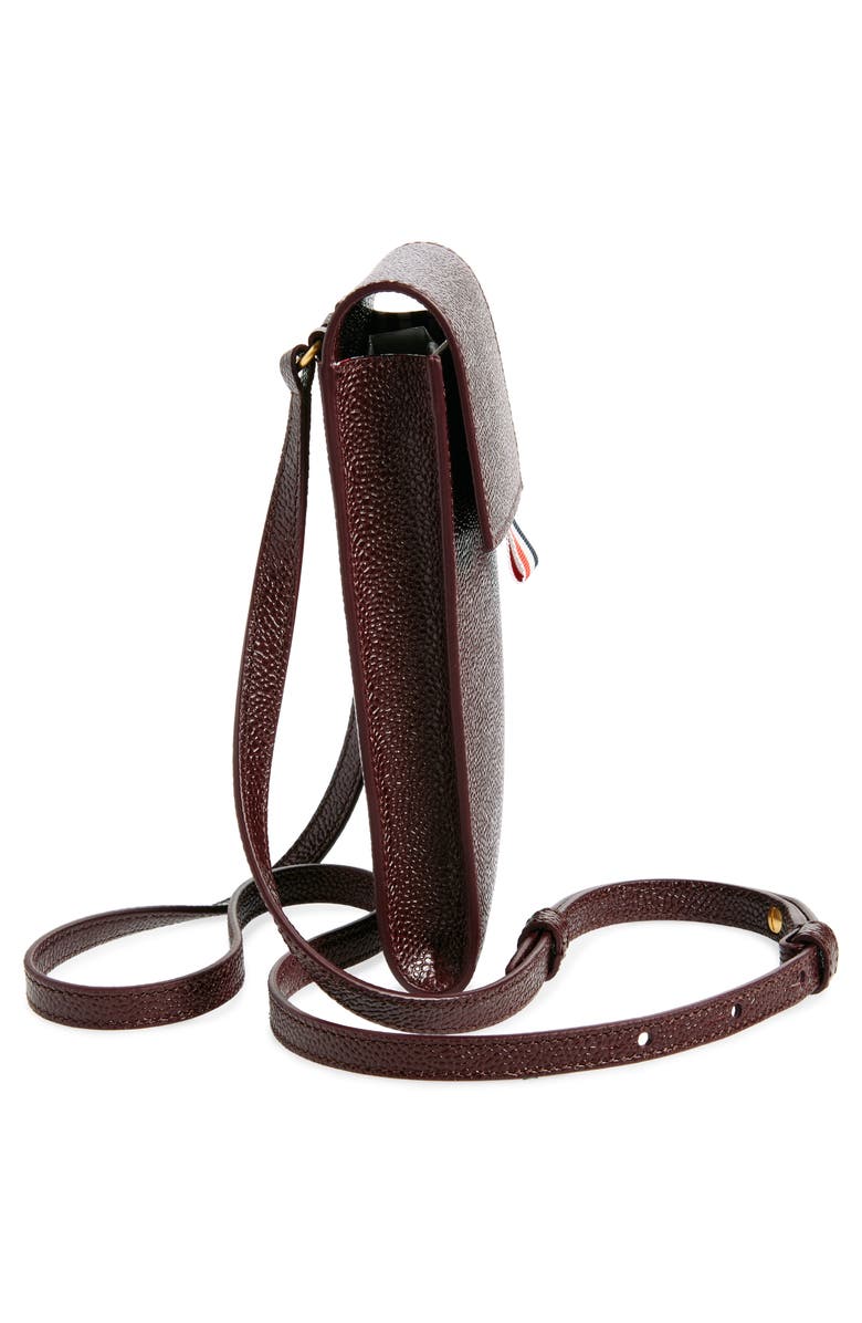 Thom Browne Leather Crossbody Phone Bag, Alternate, color, Burgundy