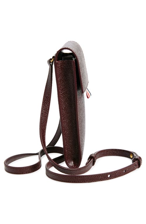 Thom Browne Leather Crossbody Phone Bag In Burgundy