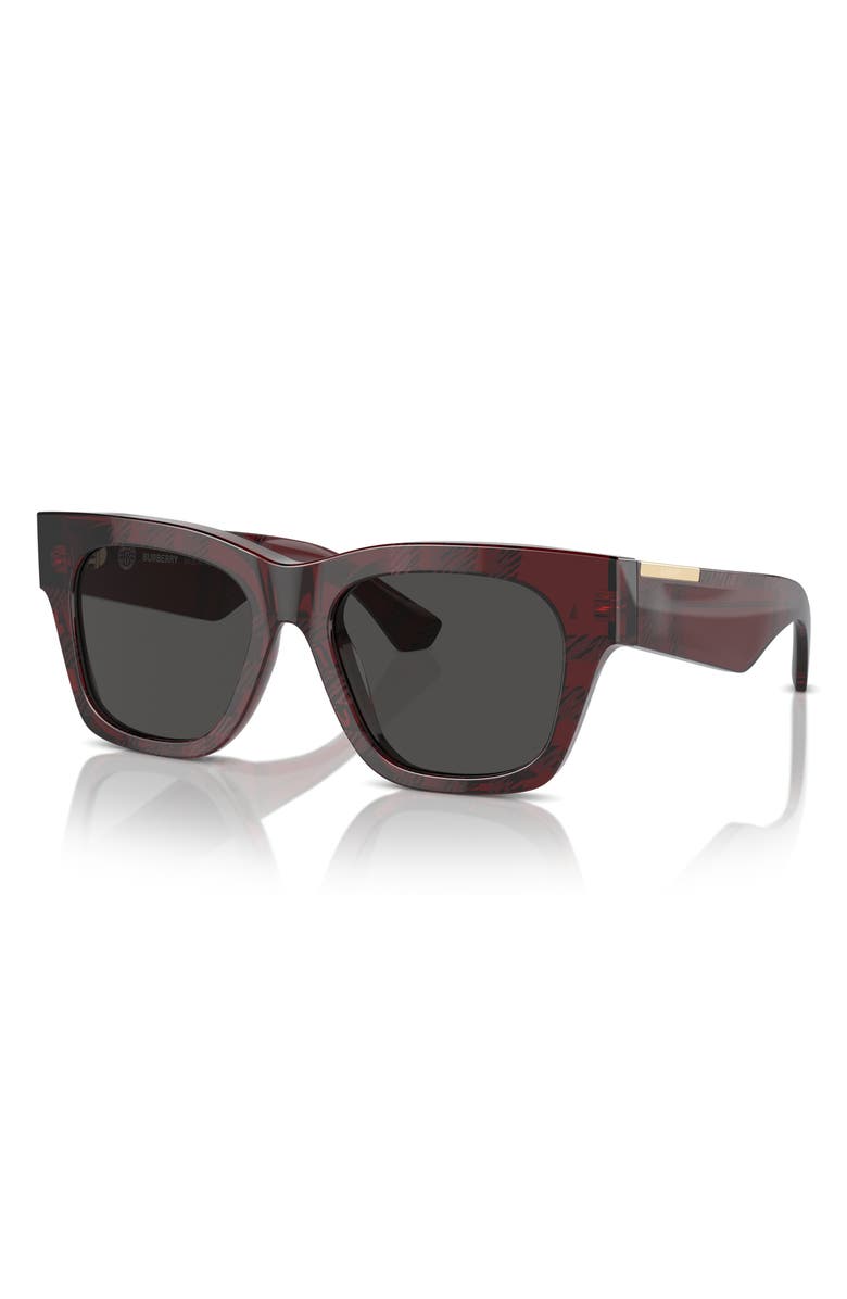 Burberry Elevated Check 52mm Square Sunglasses, Alternate, color, Red