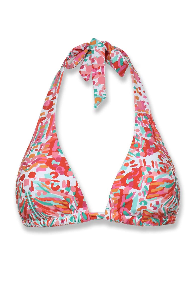 HELEN JON Soft Tie Halter Bra, Alternate, color, Jungle De Rio