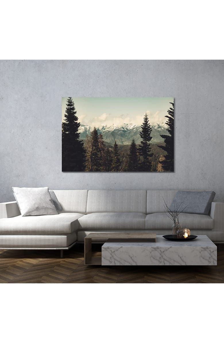 iCanvas Snow Capped Sierra Mountains And Fir Trees In Sequoia National Park California by Nature Magick Canvas Wall Art, Alternate, color, Mountain Forest
