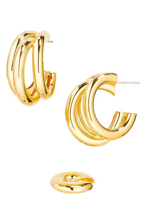 Triple Loop Hoop Earrings & Ear Cuff Set
