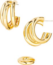 Rabanne Triple Loop Hoop Earrings & Ear Cuff Set