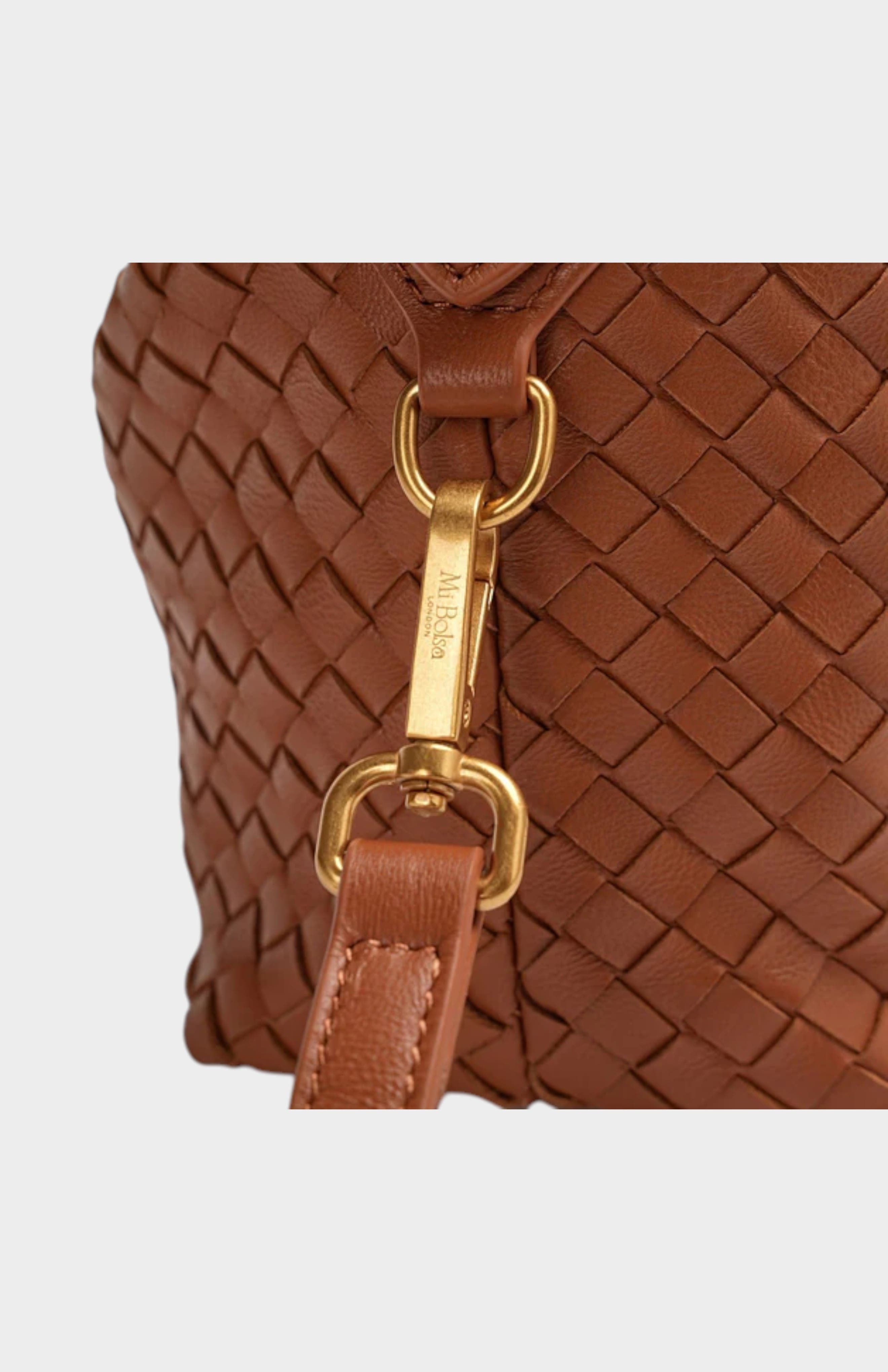 Camilla Genuine Sheep Leather Woven Shoulder Bag, Alternate, color, Brown