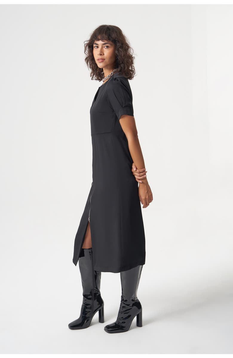 Mizalle Woven Zipper Dress, Alternate, color, Black