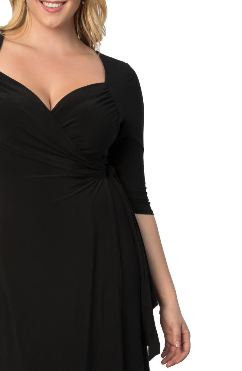 Kiyonna Sweetheart Neck Wrap Dress, Alternate, color, Black Noir