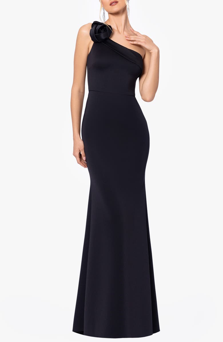 Blondie Nites Rosette One-Shoulder Trumpet Gown, Main, color, 