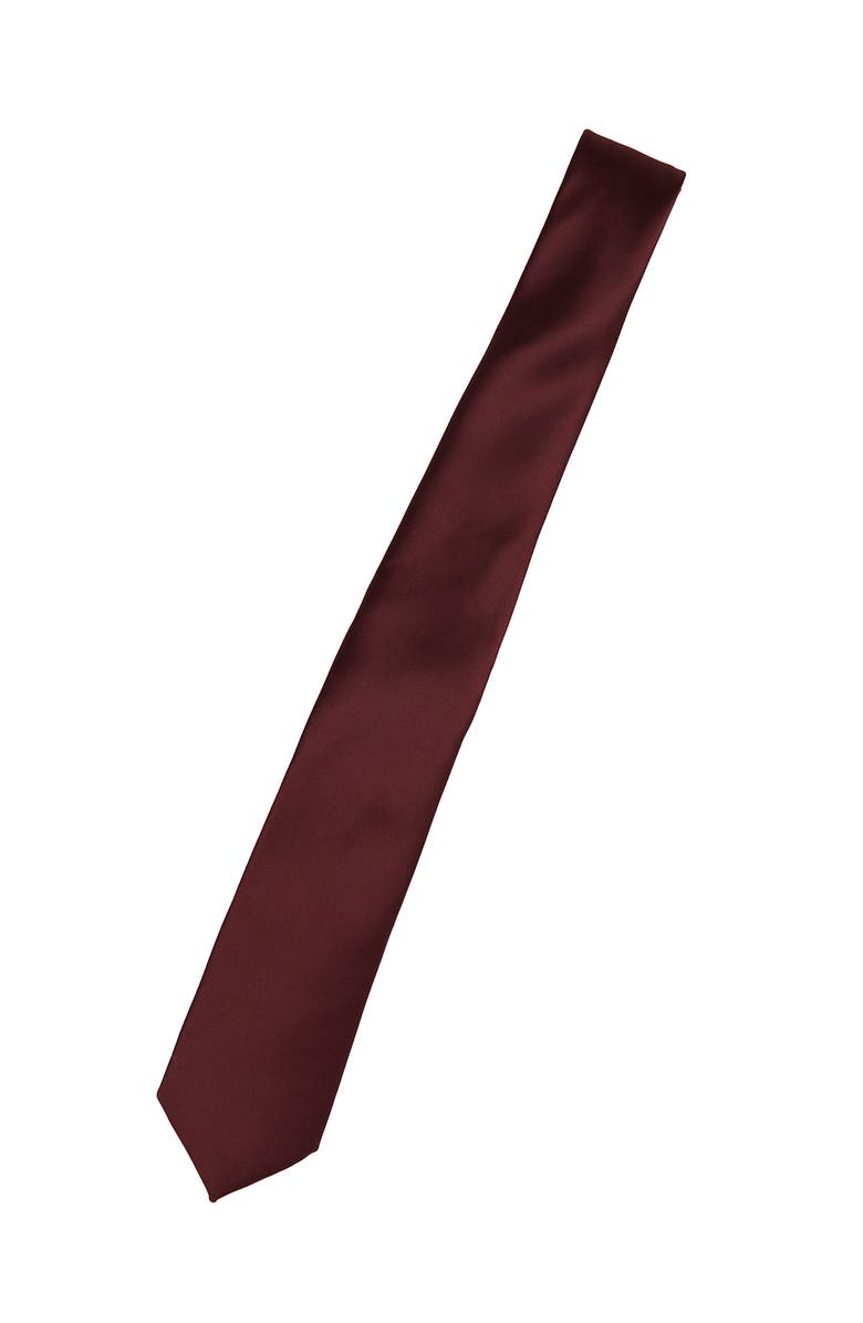 Brooklyn Brigade Men's Solid Satin X-Long Tie, Alternate, color, Cabernet