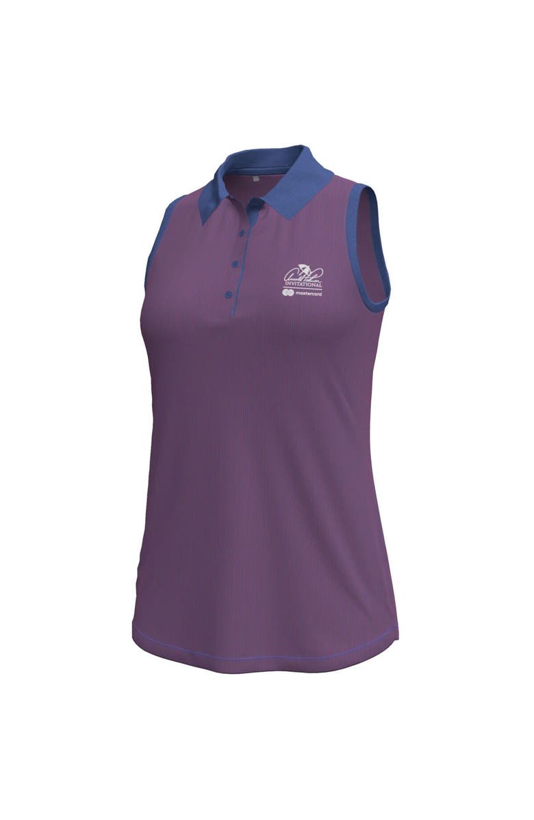 Under Armour Women's Under Armour  Purple Arnold Palmer Invitational Playoff 3.0 Pin Stripe Jacquard Sleeveless Polo, Alternate, color, 