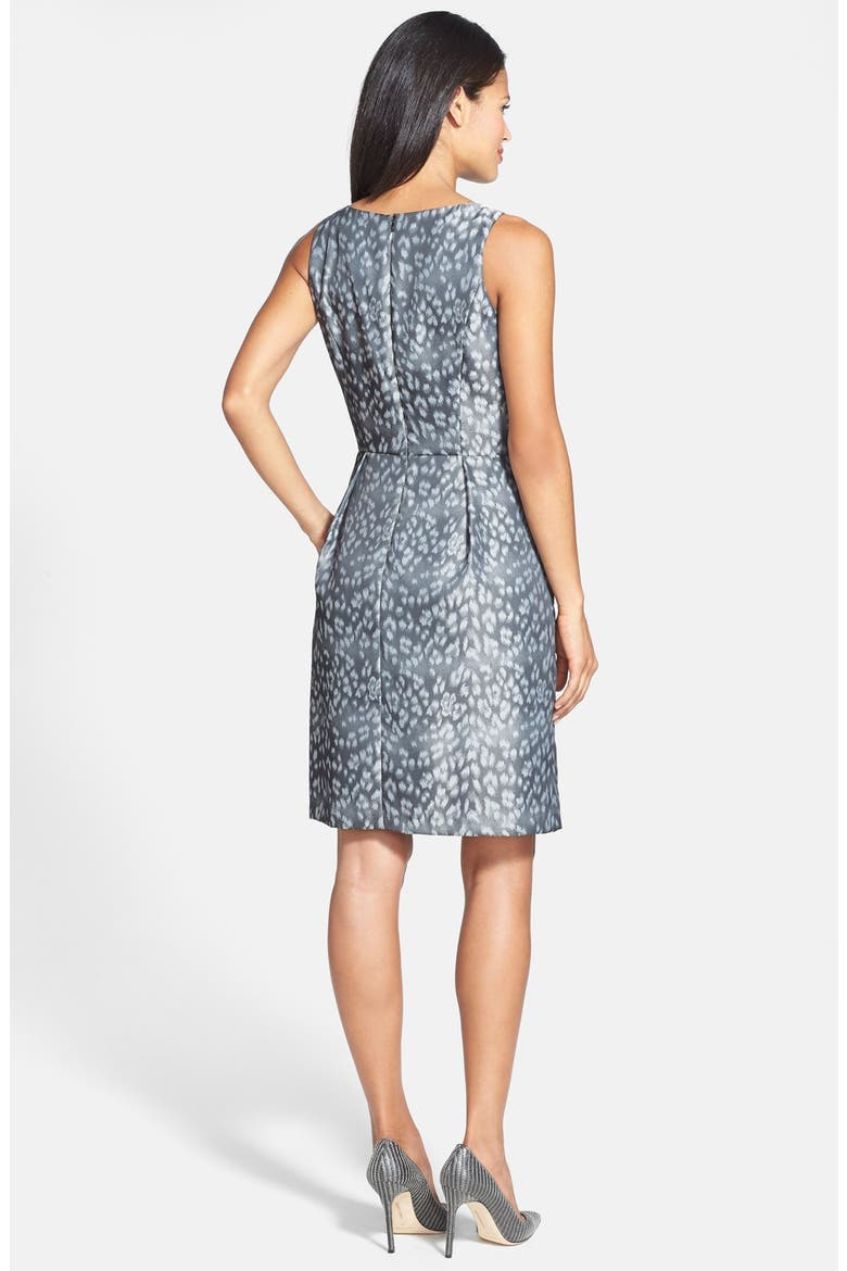 Bar Neck Metallic Jacquard Fit & Flare Dress, Alternate, color, GREY