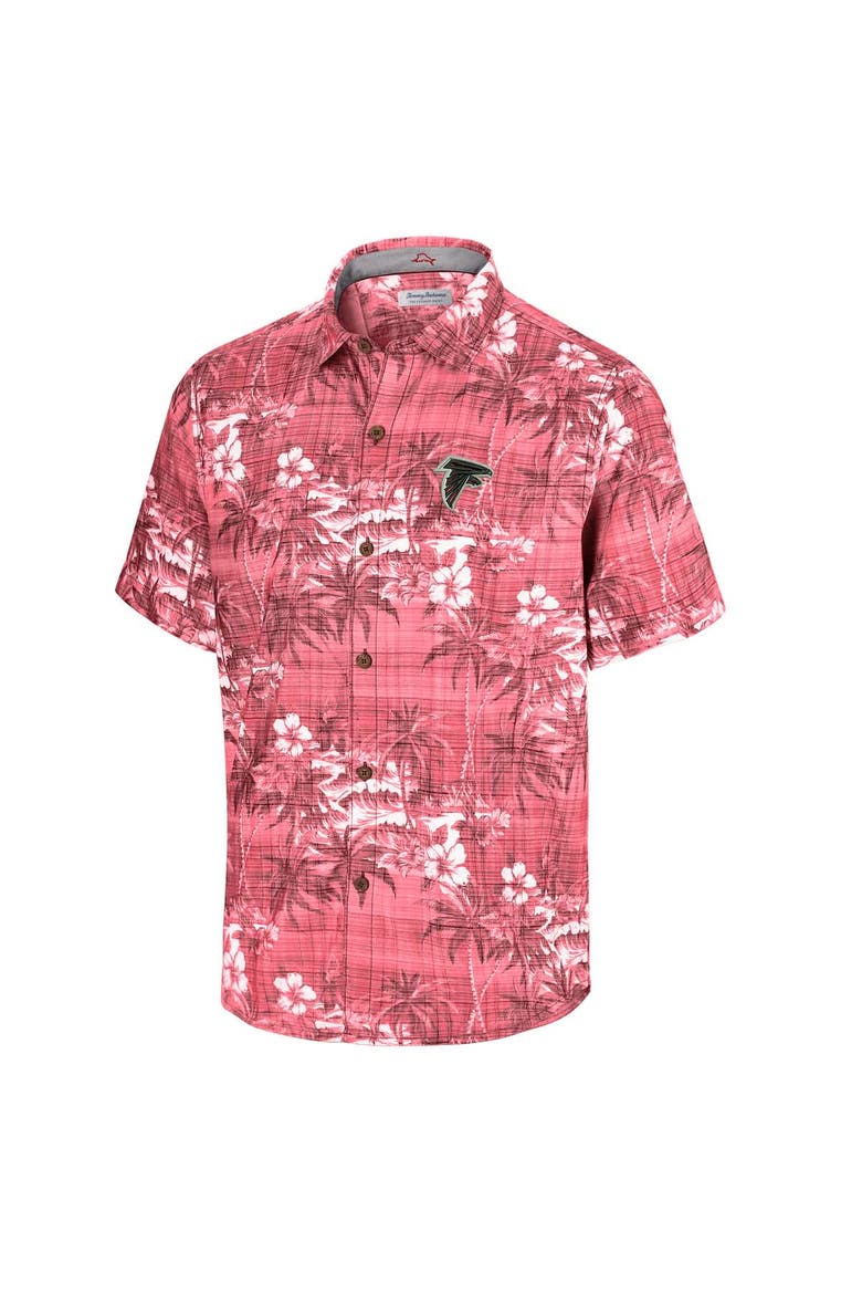 Men's Tommy Bahama Red Atlanta Falcons Coconut Point Isla Palmetta Camp Button-Up Shirt, Alternate, color, Red