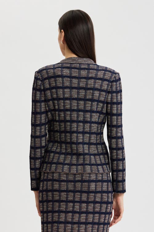 Ming Wang Checkered Knit Jacket In Multi