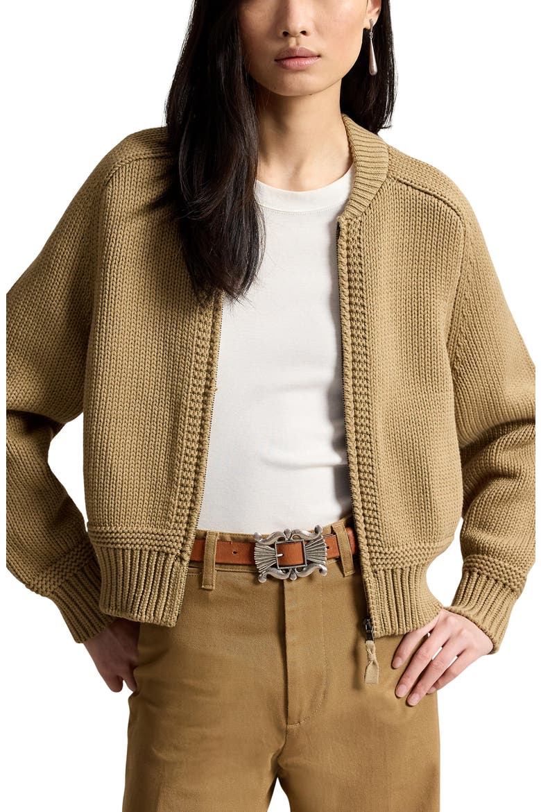 Full Zip Cotton Blend Cardigan, Main, color, DESERT KHAKI