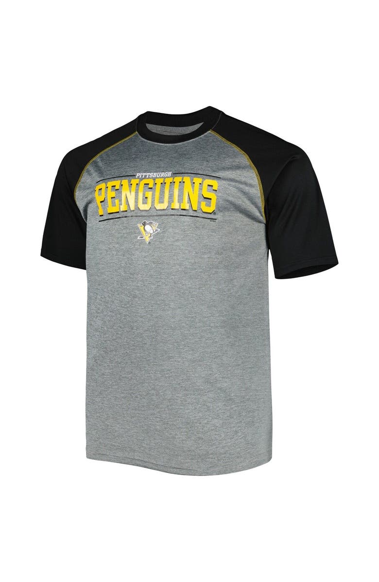 PROFILE Men's Heather Gray Pittsburgh Penguins Big & Tall Logo Raglan T-Shirt, Alternate, color,