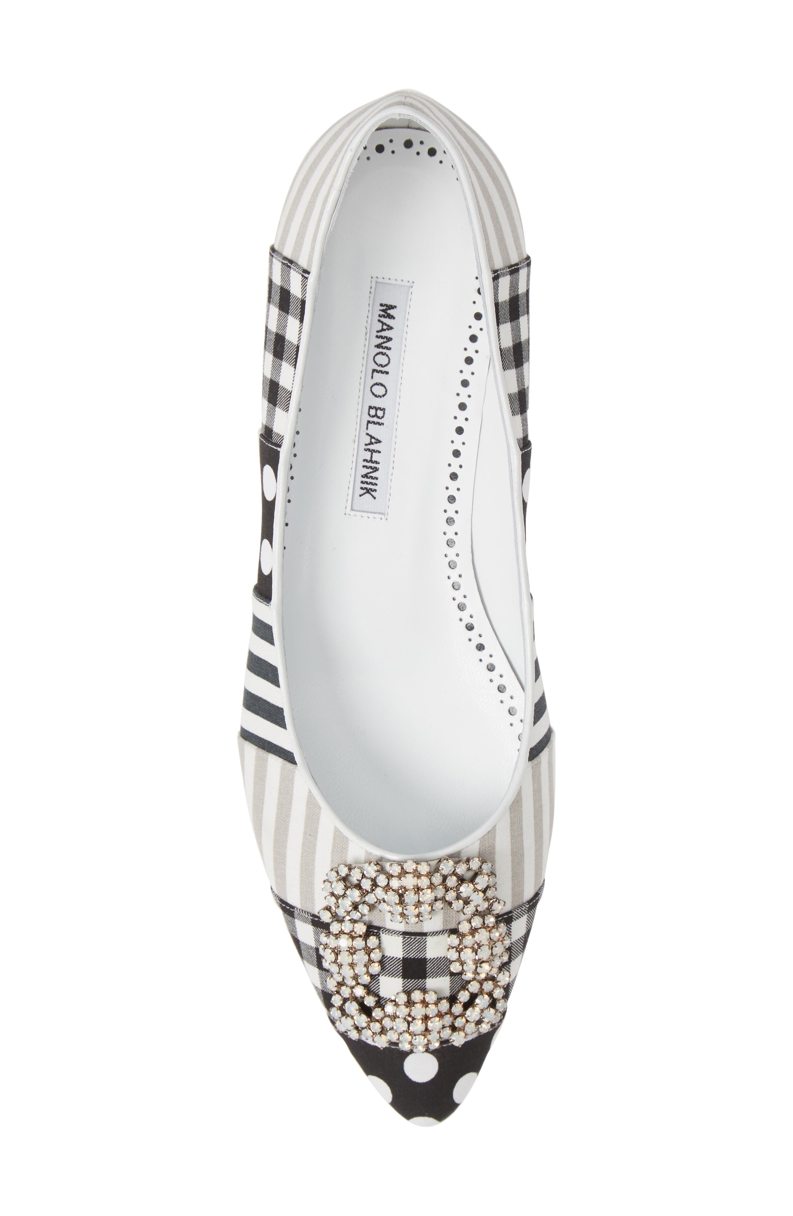 Manolo Blahnik Hangisi Patch Pointy Toe Flat, Alternate, color, 