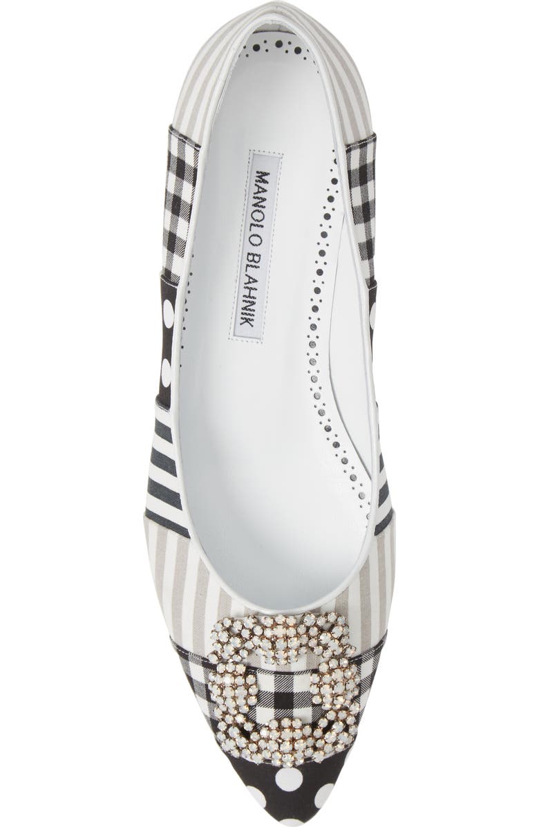 Manolo Blahnik Hangisi Patch Pointy Toe Flat, Alternate, color,