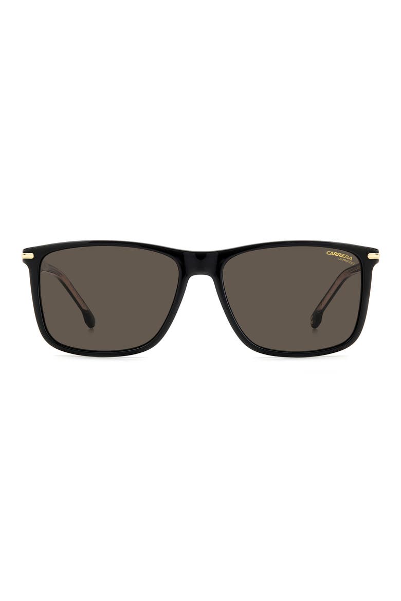 298/S 57mm Rectangle Sunglasses, Main, color, BLACK