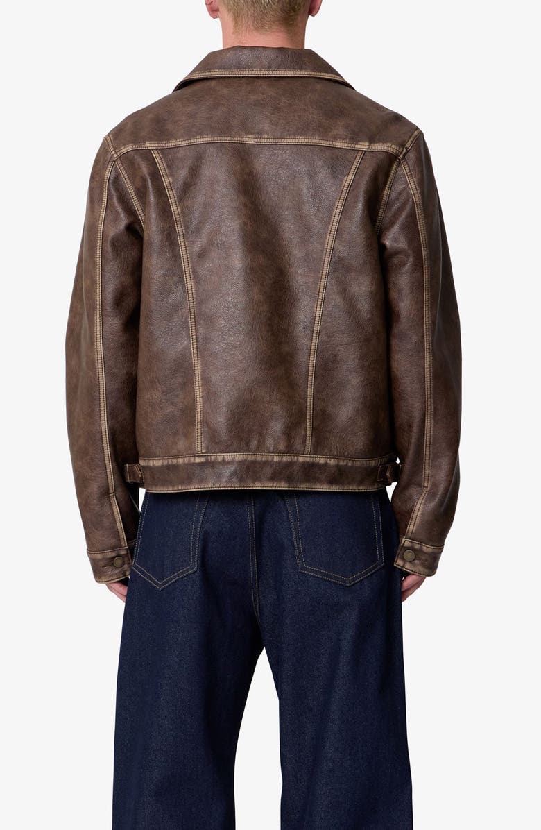 mnml Washed Faux Leather Jacket, Alternate, color, Brown