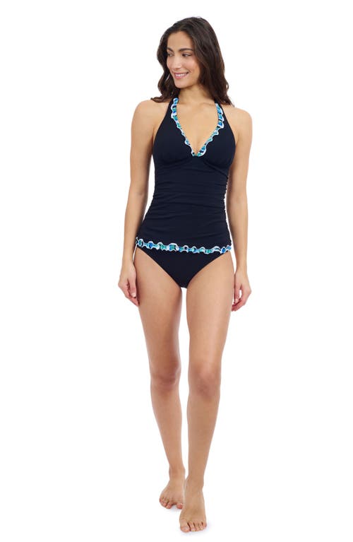 Profile By Gottex Gottex Bachata Tricolored Solid Halter Tankini Top In Black