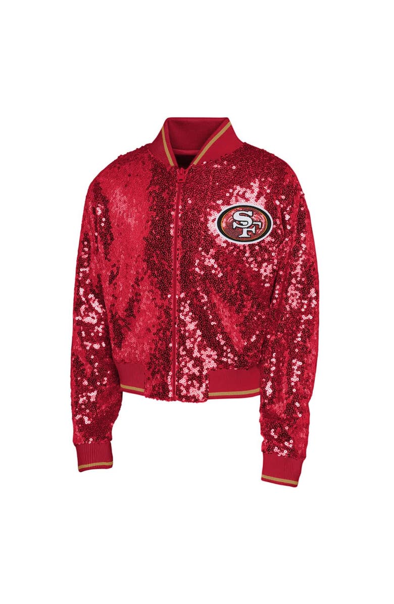 Outerstuff Youth Girl's Outerstuff Scarlet San Francisco 49ers Glam Squad Sequin Jacket, Alternate, color, 