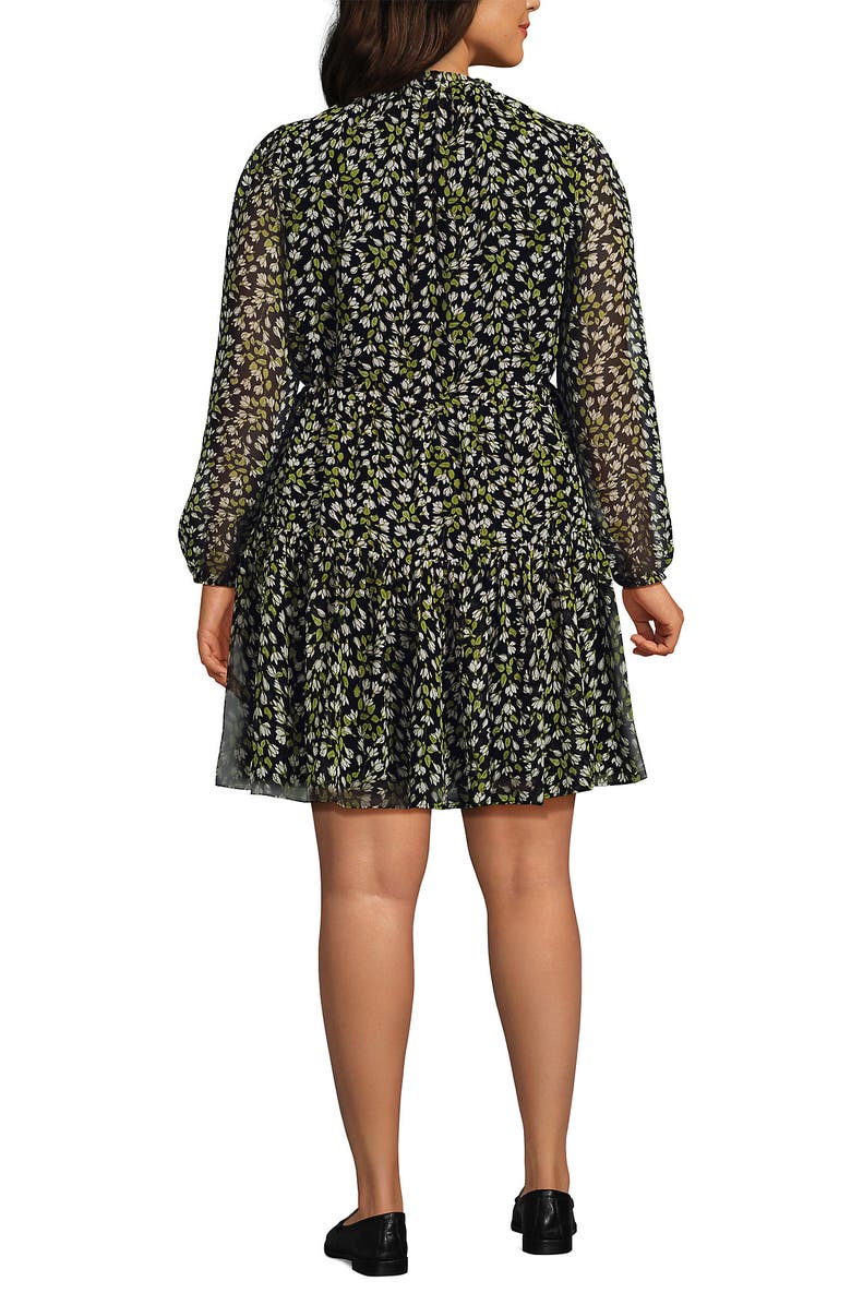 Lands' End Chiffon Above the Knee Adjustable Dress, Alternate, color, Black Mini Bloom Floral