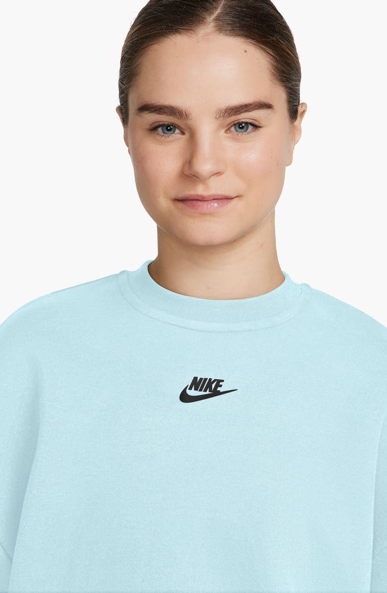 Nike Sportswear Tech Fleece Oversize Crop T-Shirt, Alternate, color, Glacier Blue/ Black