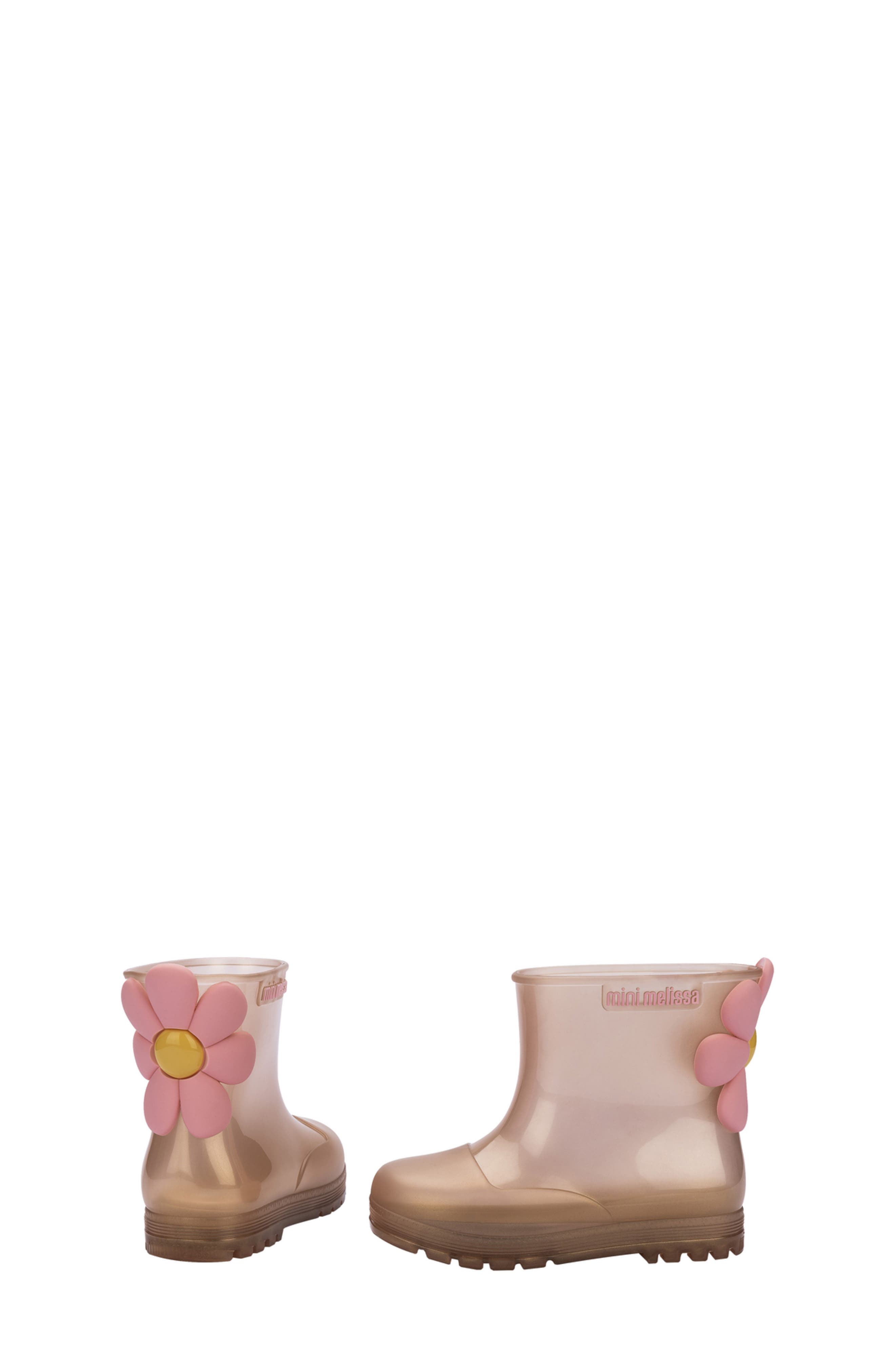 Kids' Welly Bloomy Waterproof Rain Boot, Alternate, color, PEARLISH BROWN/ PINK