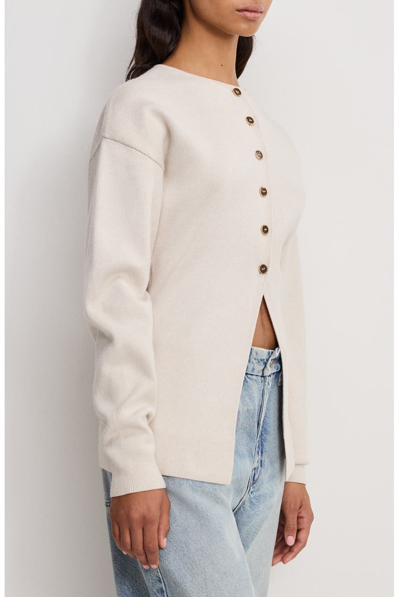 Split Front Button Up Sweater, Alternate, color, LIGHT TAUPE