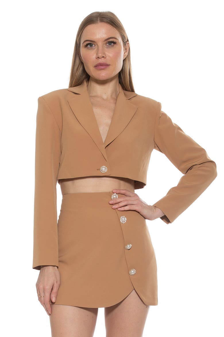 Jane Cropped Long Sleeve Jacket, Alternate, color, NUDE