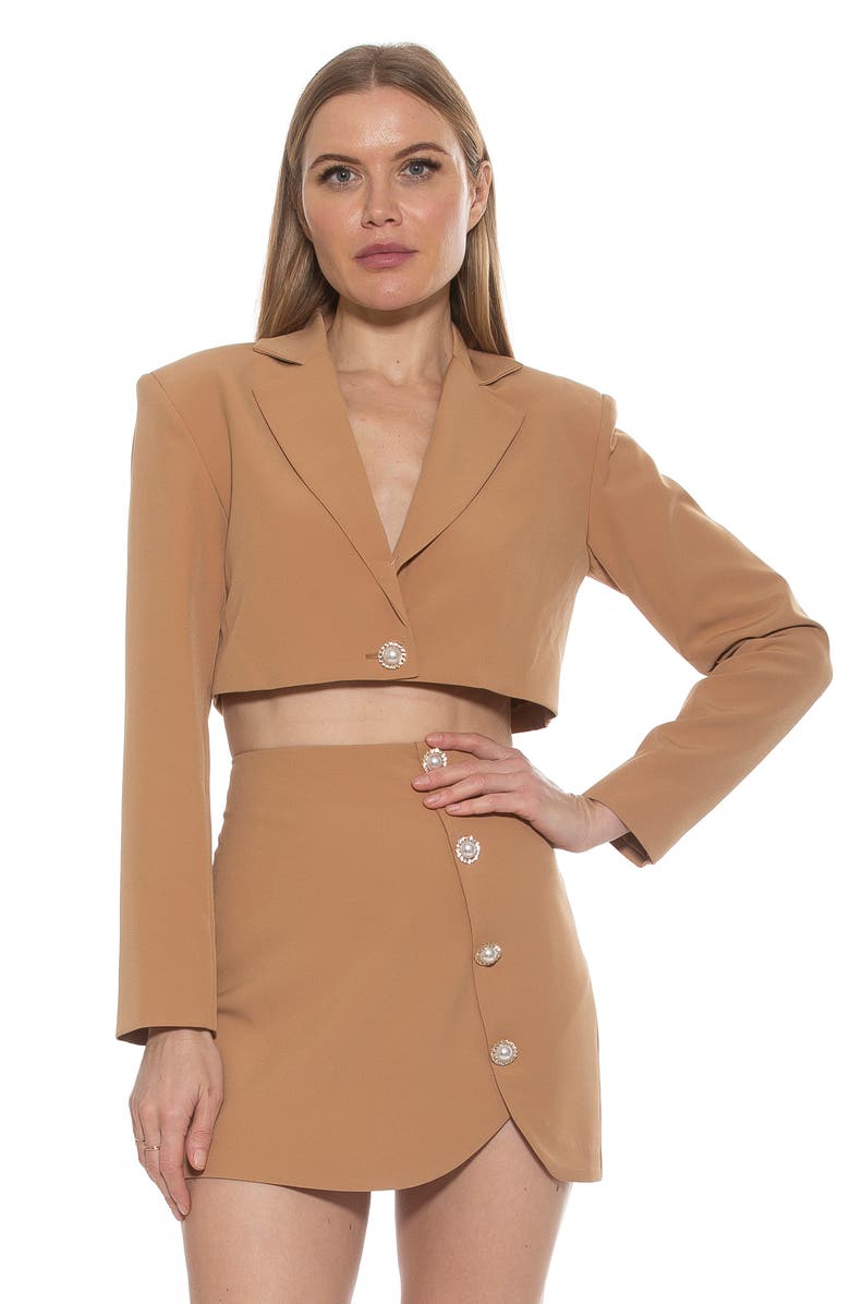 Alexia Admor Jane Cropped Long Sleeve Jacket, Alternate, color, Nude