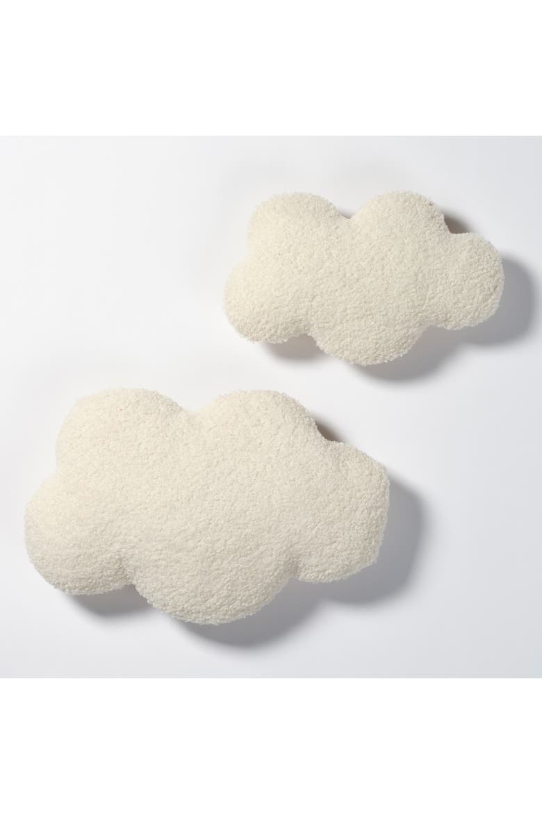 Soft White Puffy LED Light-Up Glowing Clouds 2-Pack Wall Decor, Alternate, color, Cream