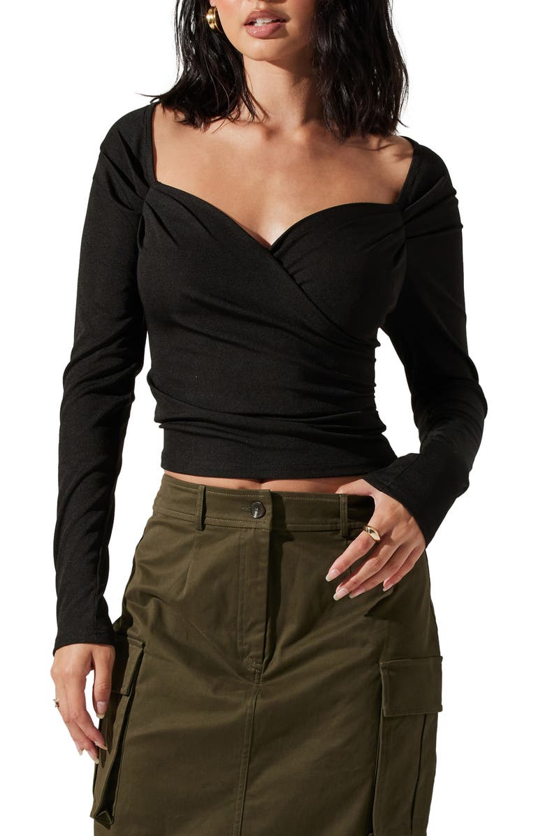 ASTR the Label Sweetheart Faux Wrap Jersey Top, Main, color, 